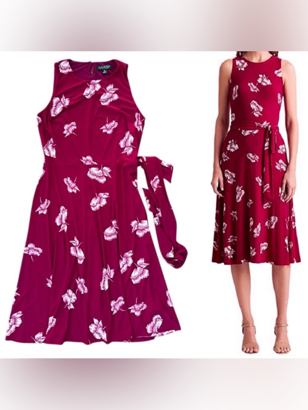 LAUREN RALPH LAUREN FELIA DRESS Berry Size 8P petite EUC